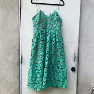 NWOT Self-Portrait green Azalea lace midi dress